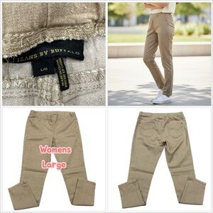 Women's Jeans by Buffalo Large Khaki Pants Leggings Jegging Pull On Stretch NWOT